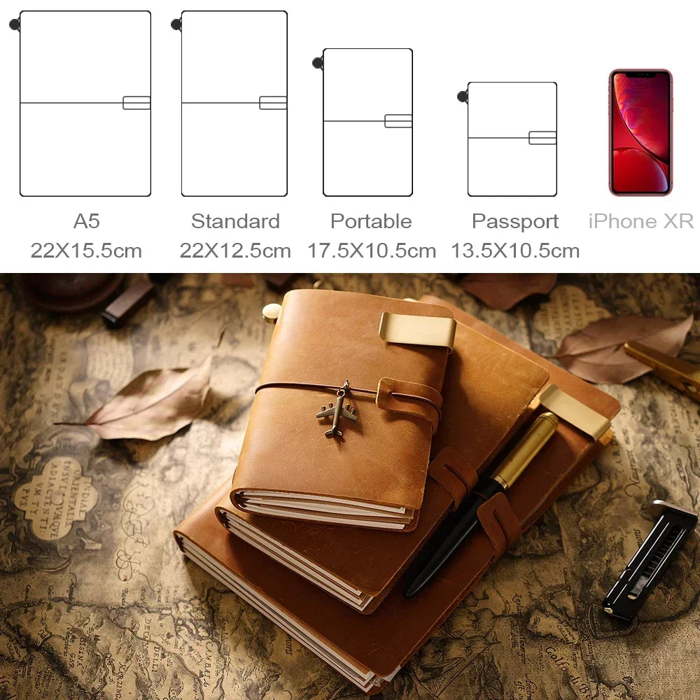 Moterm 100% Genuine Leather Notebook Handmade Vintage Cowhide Diary Journal Sketchbook Planner TN Travel Notebook Cover
