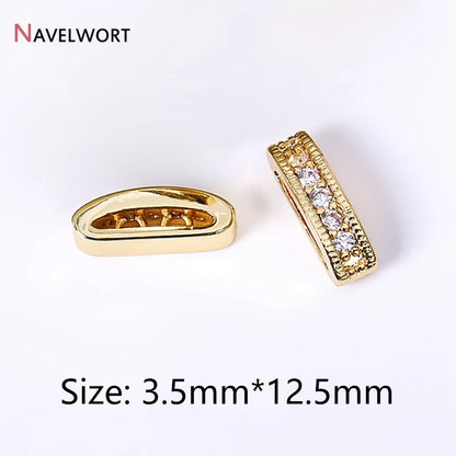 18K Gold Plated Brass Spacer Bars,Cuboid Rows Separator,Inlaid Zircon Accessories DIY Spacer Bars,Supplies For Jewelry