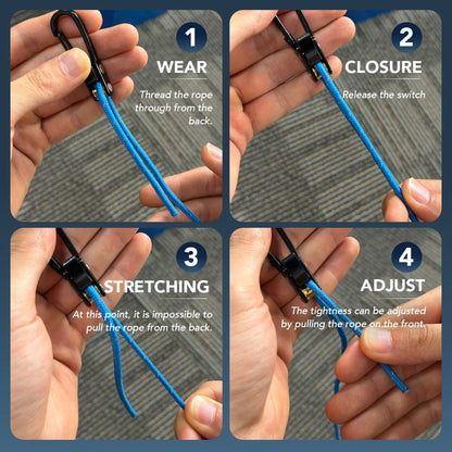 Rope fasteners and tensioners - High-strength retractable paracord with alloy carabiners and windproof binding straps