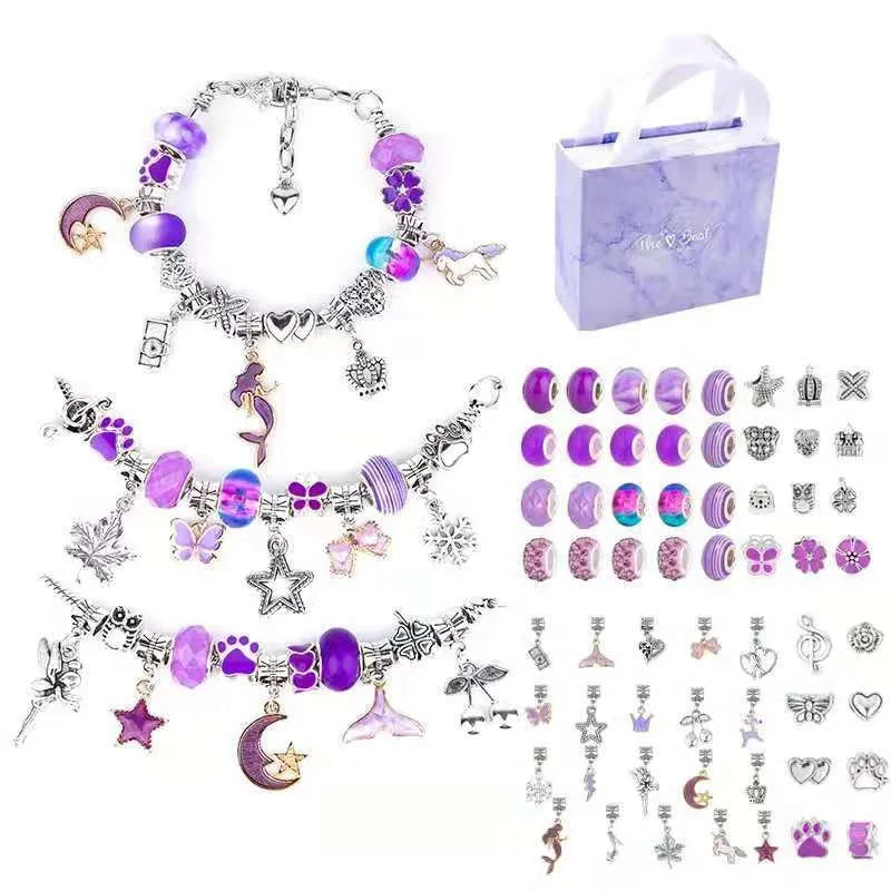 Charm Bracelet Making Kit DIY Jewelry Making Supplies Beads Unicorn Mermaid Crafts Handmade Gifts Set for Girls Teens Age