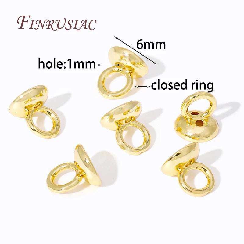 10/20Pcs 18k Real Gold Plated End Cap For Jewelry,Crimp Beads,Jewelry Making Materials,Clam Shell Bead Tip,DIY Accessories