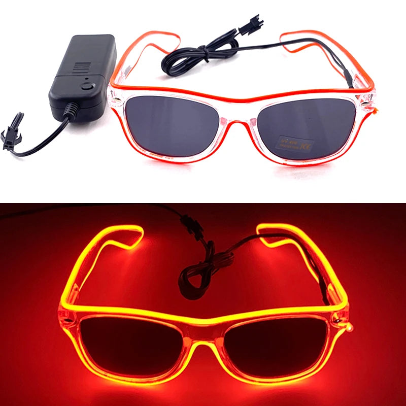 1PC Light Up LED Glasses Glow Sunglasses EL Wire Neon Glasses Glow in The Dark Party Supplies Neon Party Favors for Adults - 