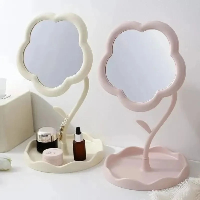 Floral Desktop Mirror – Creative Round Table Mirror for Bedroom, Dorm, Vanity Decor, Trendy & Stylish