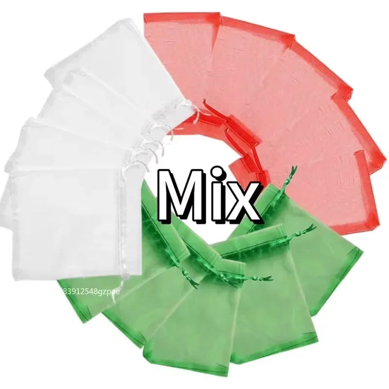 20-100PCS Organza Gift Bag For Jewelry White Drawstring Pouches For Wedding Christmas Candy Gift Bags Jewelry Packing Bag