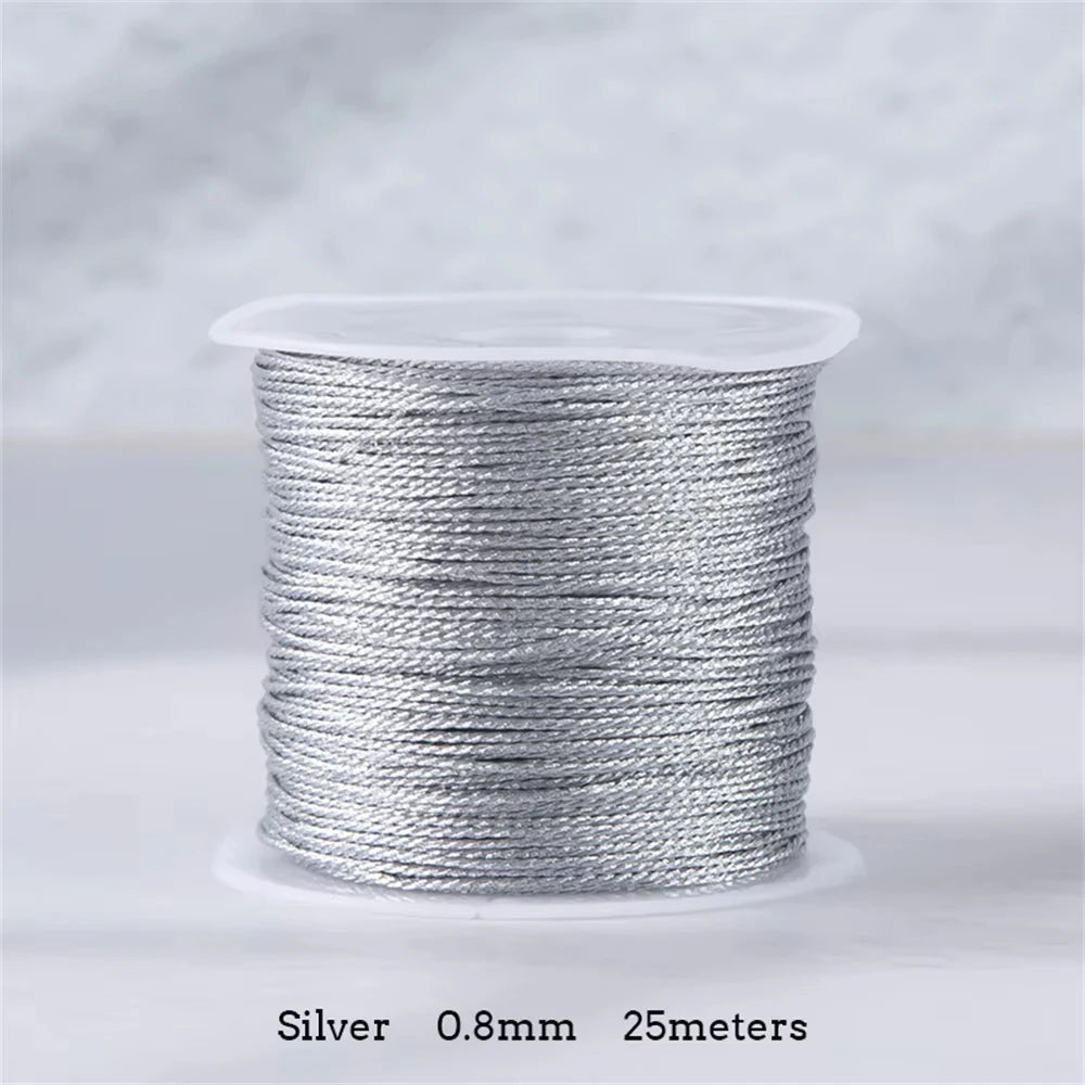 Gold/Silver Thread Macrame Cord Rope Bracelet Necklace Braided String For DIY Tassel Beading Shamballa String Supplies