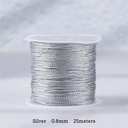 Gold/Silver Thread Macrame Cord Rope Bracelet Necklace Braided String For DIY Tassel Beading Shamballa String Supplies