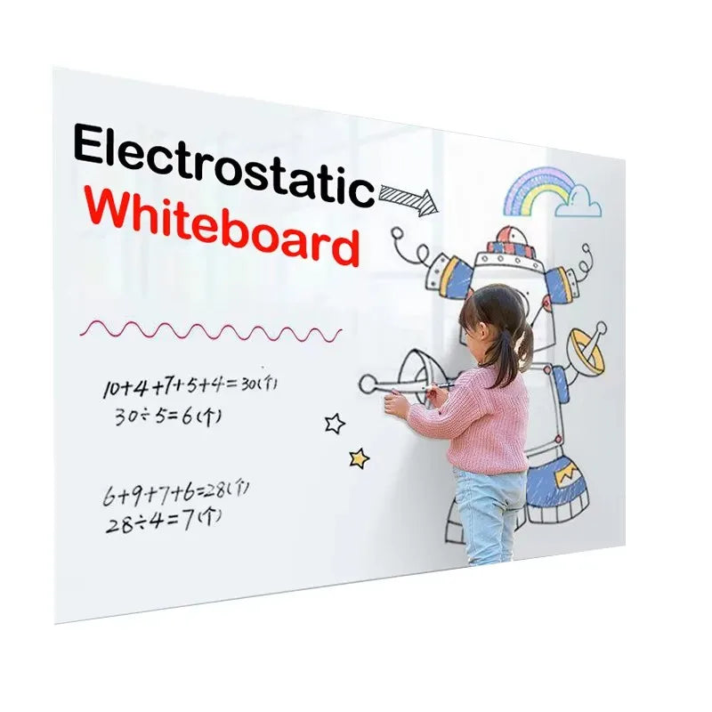 Whiteboard with Easy Application and Removal, Reusable Static Surface for Classroom Office Home Use Dry Erase Marker White Bo
