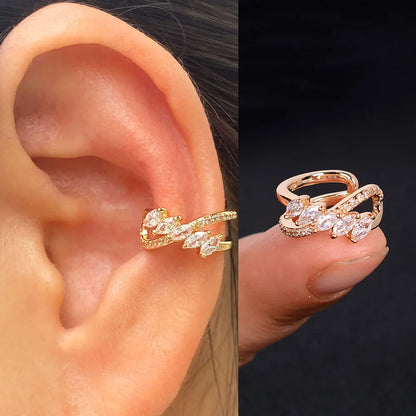 1Piece Zircon Charming Clip On Earrings Ear Cuff Without Piercing Women Geometric C Shape Earscreen Earcuffs Wrap Climb Earri