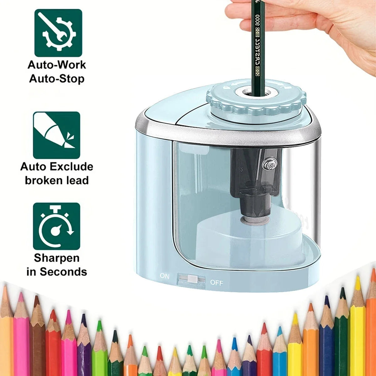 Electric Sharpener Assembly Desktop Automatic Pencil Sharpener Suitable To Pencils (6-8mm) for Students School Office Station