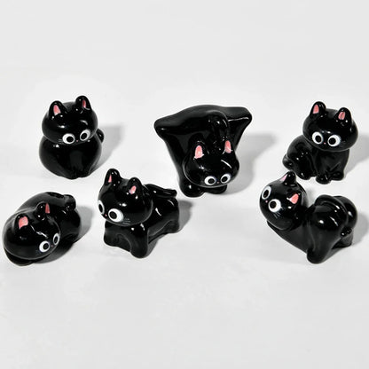 Estatueta de gatos de resina de desenho animado, mini gatinho, ornamentos para casa, criativo, desktop, carro, montado,