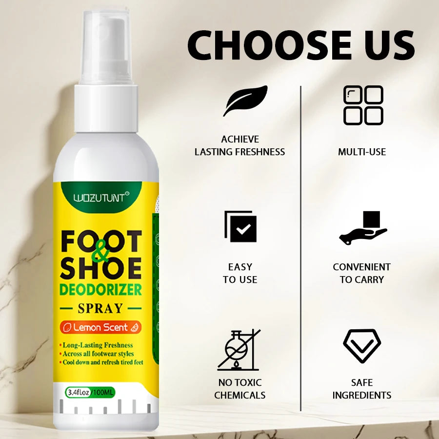 100ml Foot Shoes Deodorizer Spray Lemon Perfume Feet Shock Odor Nemesis Deodorant Removal Antibacterial Refresh Stink Freshen