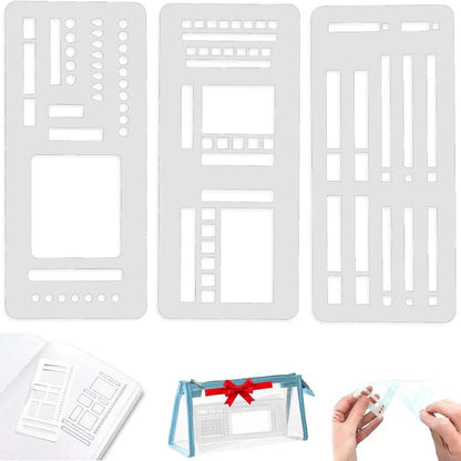3PCS Planner Stencil Set Handmade Flexible Record Template for Journal Scrapbooking Daily Planning DIY Reusable Stencils Kit
