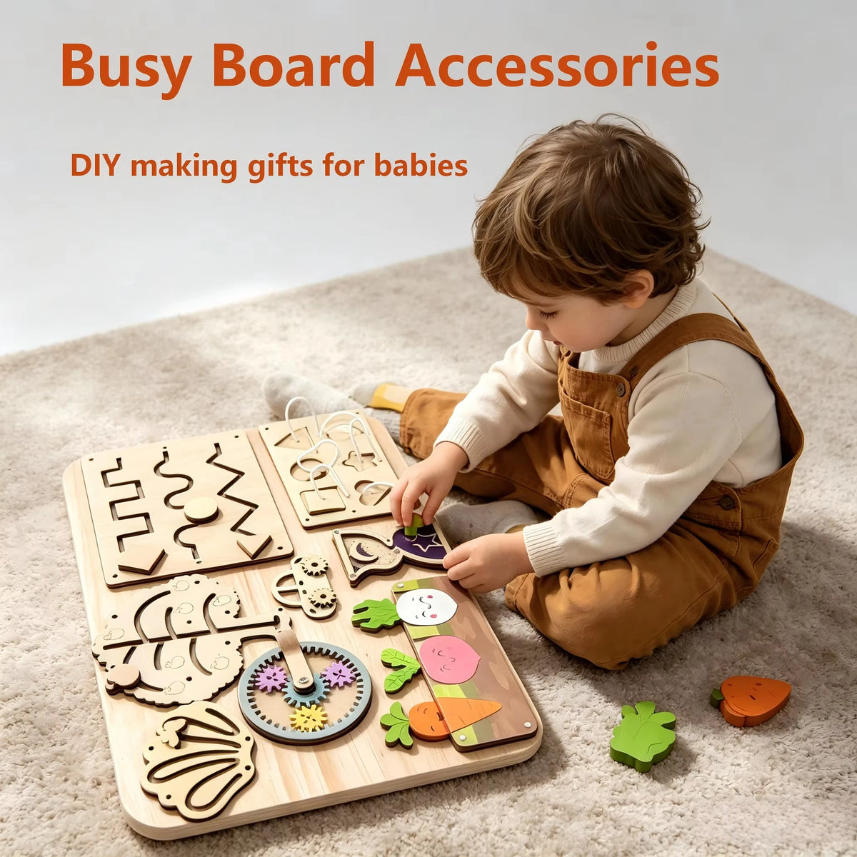 Montessori Busy Board Toys For Children Educational Games DIY Busy Board Parts Wooden Toys Sensory Board Games Puzzles For Ki