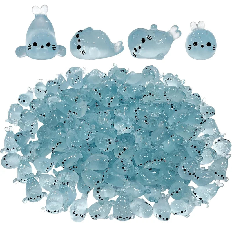 10/20 Pcs Glow in The Dark Mini Seal Figurines, Resin Sea Animals Miniatures, 4 Styles for DIY Craft Home Decoration Supplies