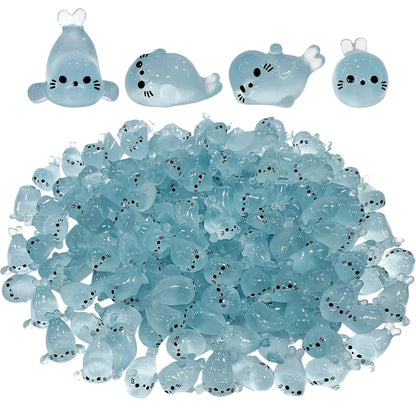 10/20 Pcs Glow in The Dark Mini Seal Figurines, Resin Sea Animals Miniatures, 4 Styles for DIY Craft Home Decoration Supplies