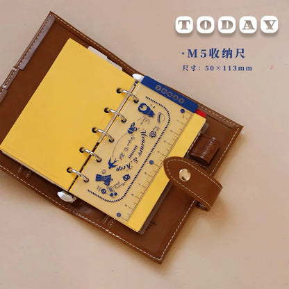 Binder Storage ruler vintage loose-leaf Notebook inner page index divider bookmark DIY accessory flexible ruler - M5