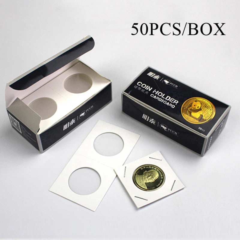 Coin Holders Stamp Holder Cover Square Cardboard Case Coin Supplies Storage Coin Album Collection Clip 12 Specifications Flip
