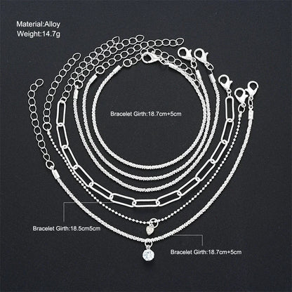 6Pcs 925 Sterling Silver Rhinestone Bracelets for Women Girls Luxury Korean Sparkling Starry Sky Charm Bracelets Party Jewelr