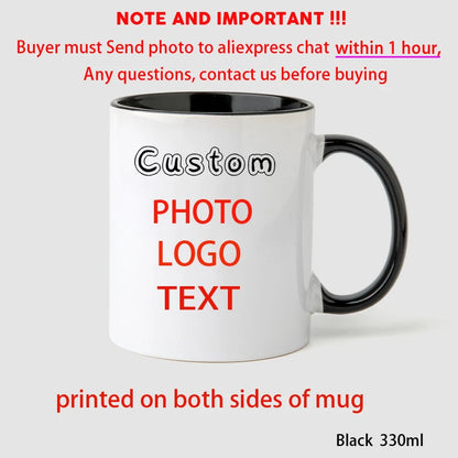 Personalized Photo Mug, Customize Family, Kids,Lovers,Logo, Text, Dog, Cat ,photos Mugs, Tea Milk Cup, Mother's Day Gift - Bl