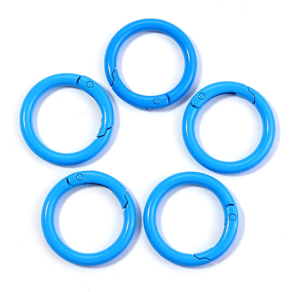 5-10pcs/lot Colorful Spring Clasps Openable Round Carabiner Keychain Bag Clips Hook Dog Chain Buckles Connector For DIY Jewel
