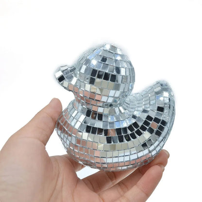 Desktop Disco Mirror Decorative Duck Mirror Glass Home Decor Disco Ball Duck Disco Ornament Disco Decoration Duck Home - Silv