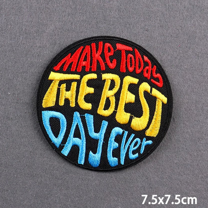 Warning Letters Embroidery Patches For Jeans Good Vibes Iron On Patch Thermoadhesive Patches For Clothes Applique Stickes Log