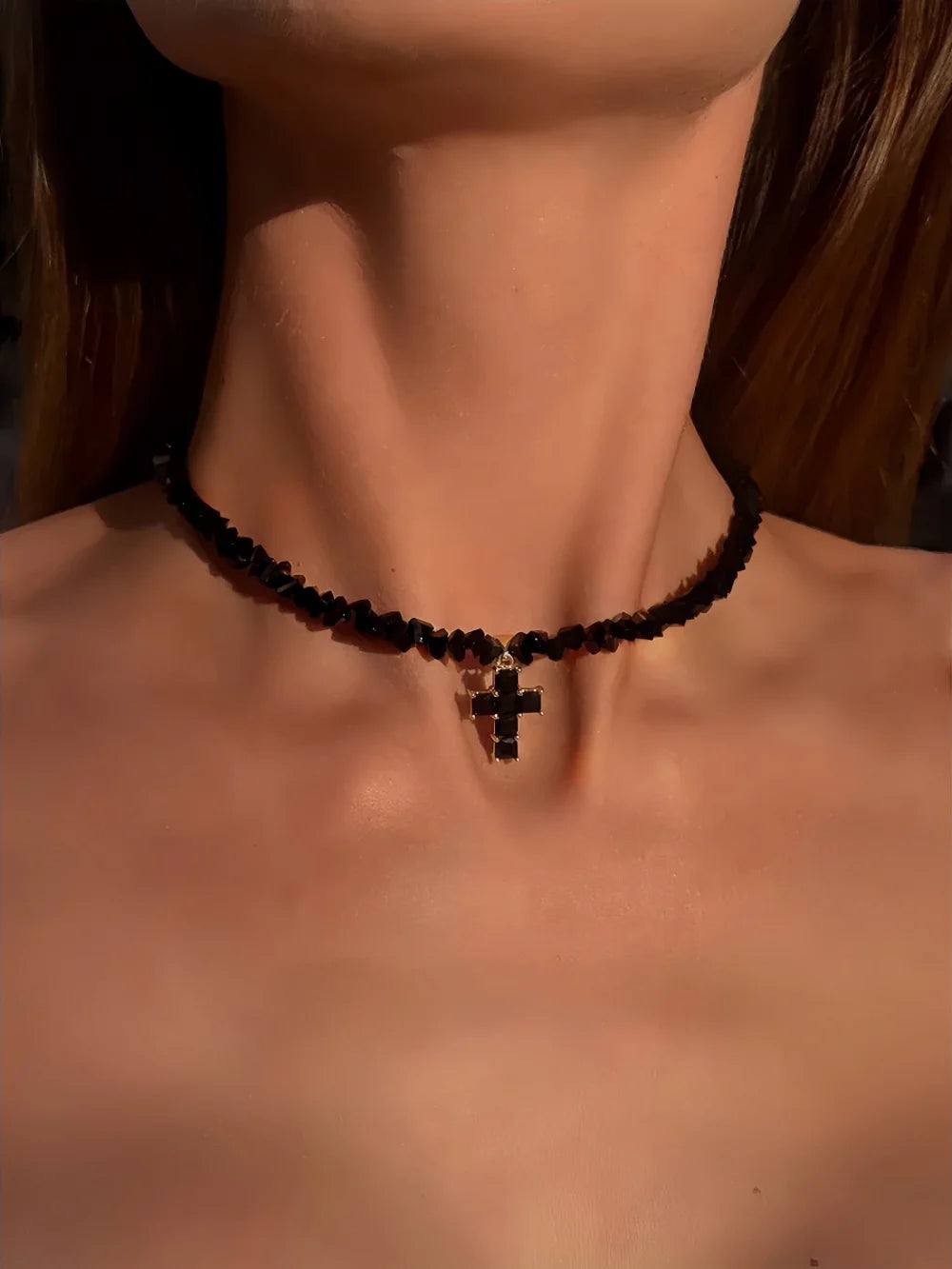 Design Exaggerated Baroque Transparent Crystal Chain With Sexy Zircon Cross Pendant Necklace For Women Wedding Praty Gift - Q