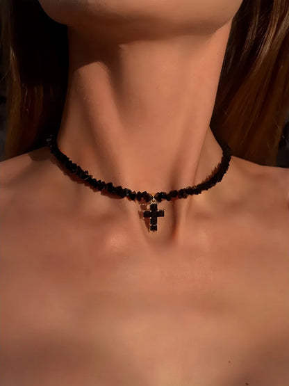 Design Exaggerated Baroque Transparent Crystal Chain With Sexy Zircon Cross Pendant Necklace For Women Wedding Praty Gift - Q