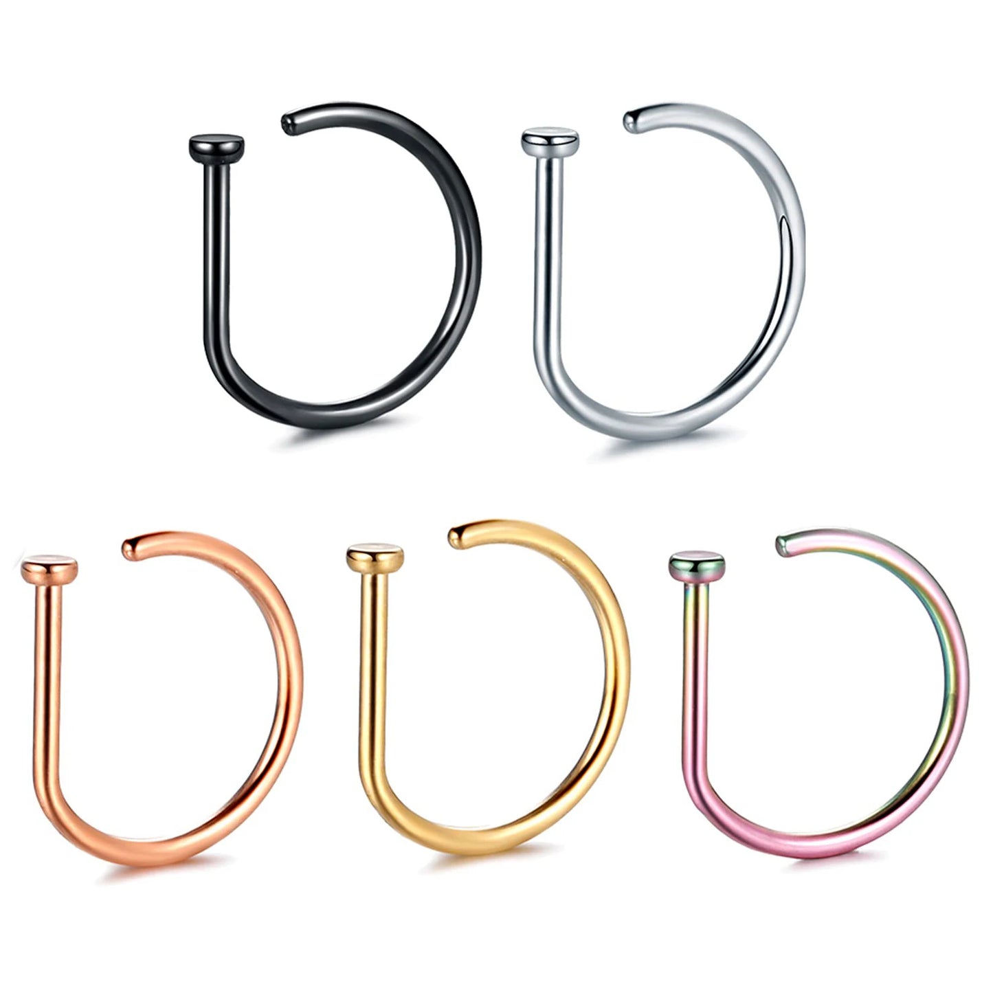 Fake Nose Ring Hoop Lip Labret Ring for Women Non Pierce Hoop Nose Ring Septum Hoop Ring Tragus Rook Ring Non Piercing Jewelr