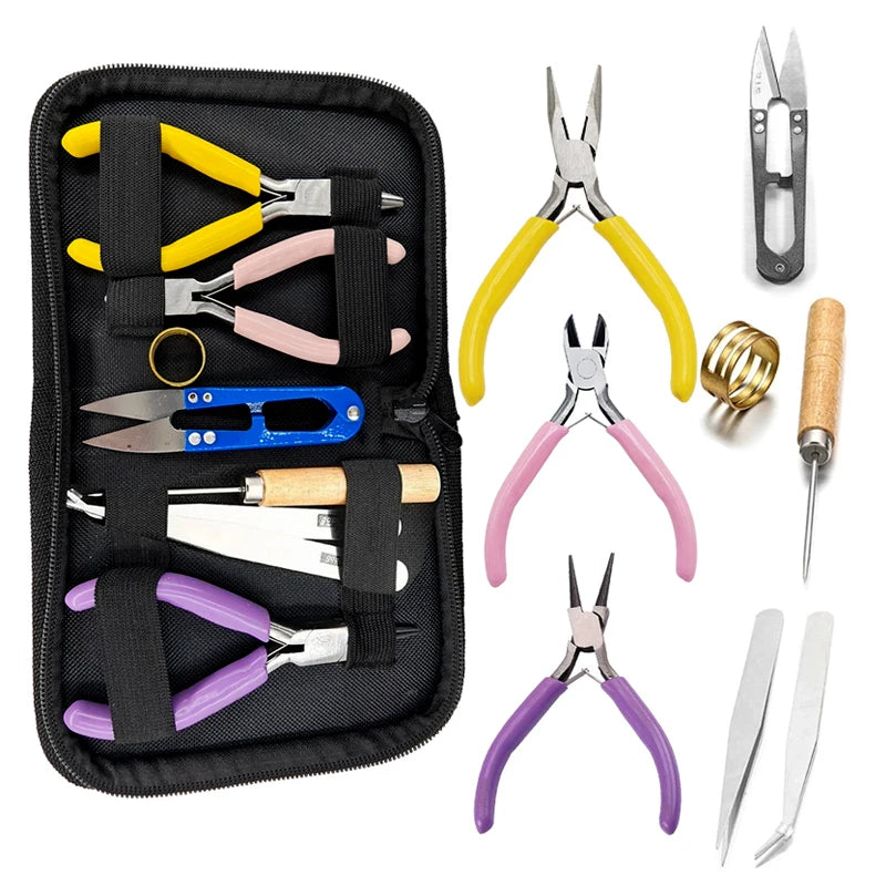 1 Pack Jewelry Making Supplies Kits with Jewelry Pliers Jump Ring Opener Awl Thread Scissors Helping Hands for Jewelry Repair
