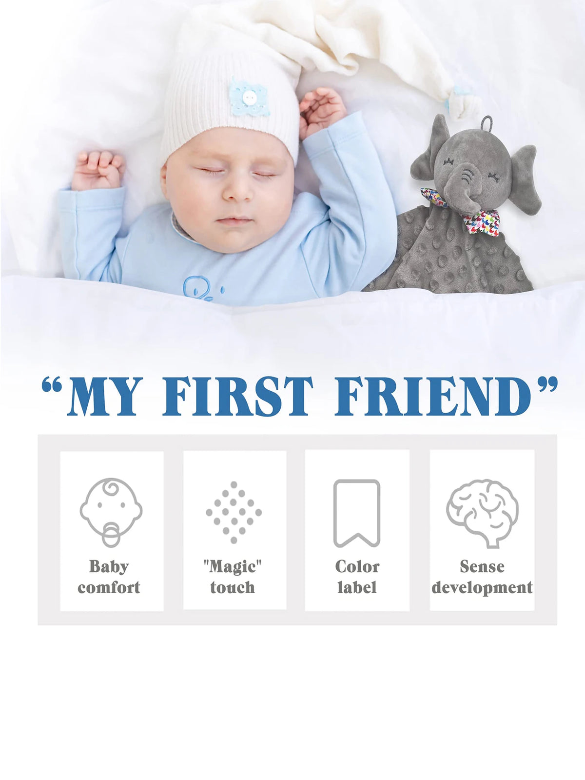 Elephant Baby Comforter Blanket Soft Appease Towel Baby Rattle Animals Toys Soothe Reassure Sleeping Towel Lathe HangingToddl