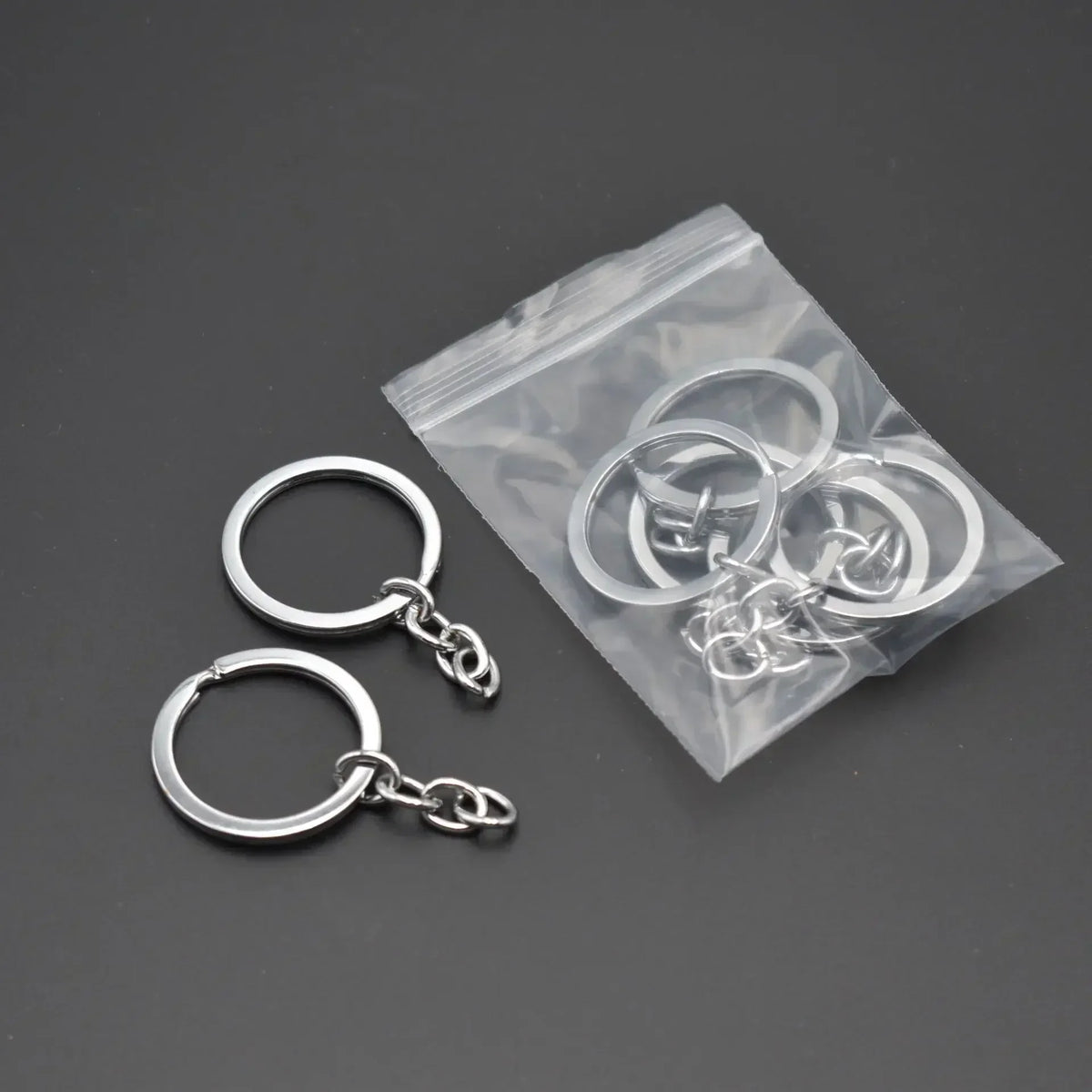 50/500pcs Silver Plated Metal Blank Keyring Keychain Split Key Rings with Chain Climbing Buckles Carabiner Keychain Accessori