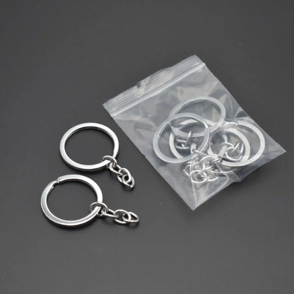 50/500pcs Silver Plated Metal Blank Keyring Keychain Split Key Rings with Chain Climbing Buckles Carabiner Keychain Accessori