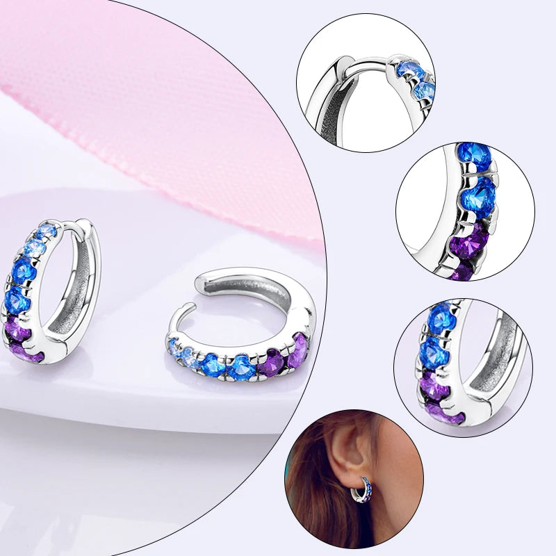 925 Sterling Silver Hoops Earrings Hypoallergenic Hoops Earrings With Zirconia Fashion Jewelry for Women Girls