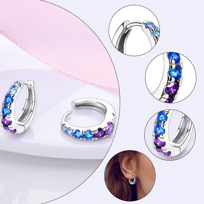 925 Sterling Silver Hoops Earrings Hypoallergenic Hoops Earrings With Zirconia Fashion Jewelry for Women Girls