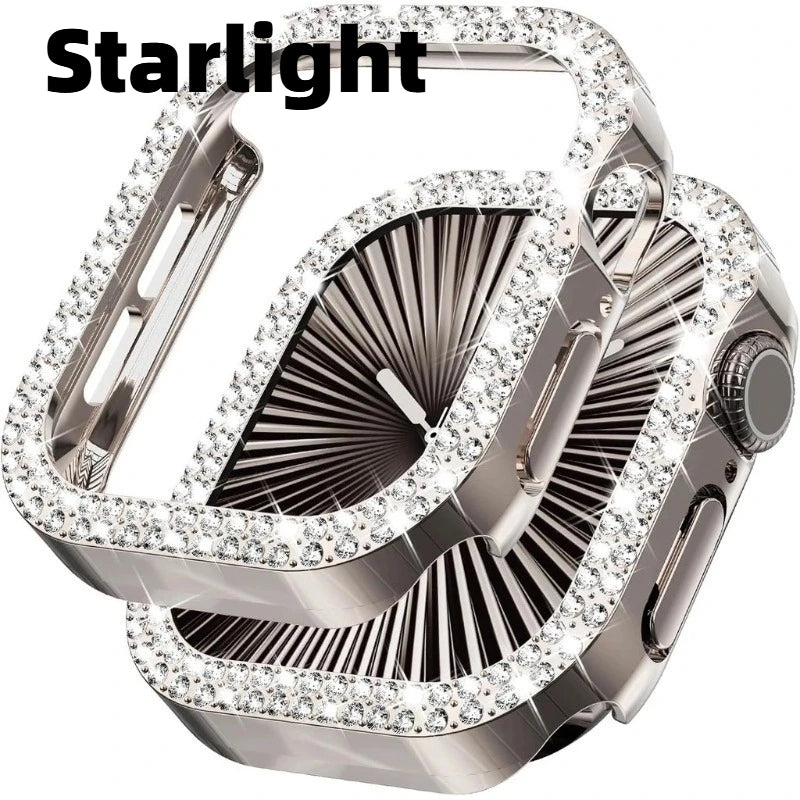 Bling Diamond Hollow Case for Apple Watch 46mm 42mm 40mm 41/44/45/49/41mm for iWatch Series 11 10 9 8 7 6 5 4 3 Protector Cov