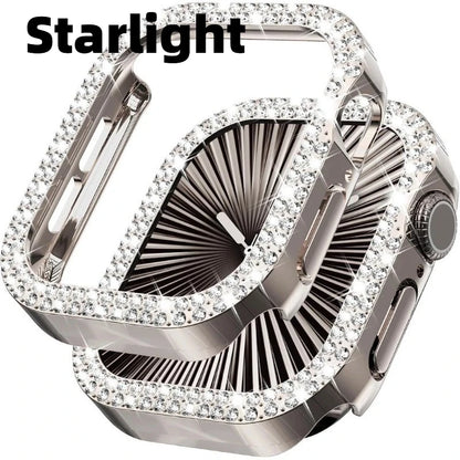 Bling Diamond Hollow Case for Apple Watch 46mm 42mm 40mm 41/44/45/49/41mm for iWatch Series 11 10 9 8 7 6 5 4 3 Protector Cov