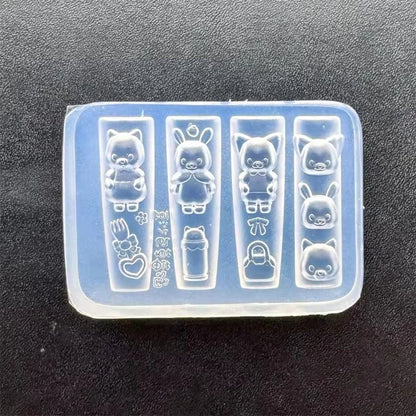 3D Silicone Nail Art Mold Cartoon Hello Kitty Rabbit Bear Relief Carving DIY Design Nails parts Charm Decorations Manicure To