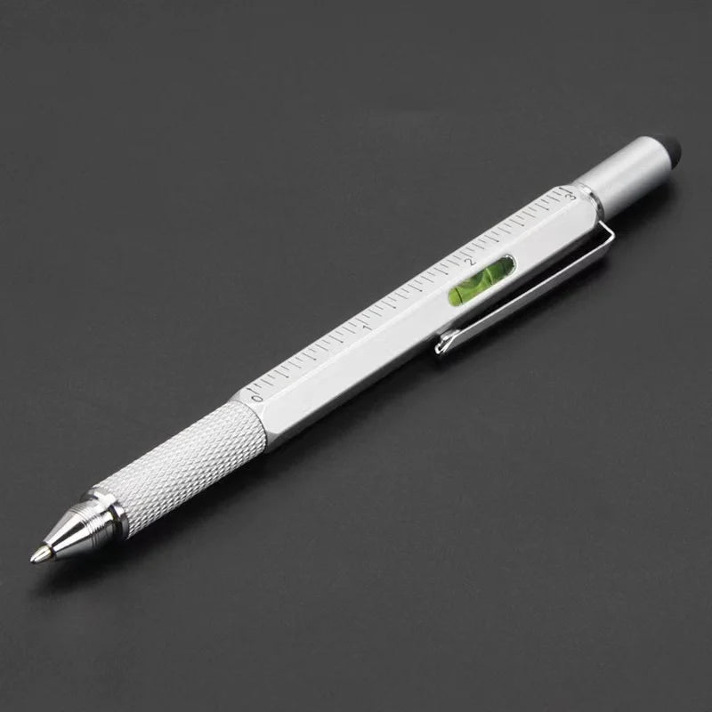 7 in 1 Multifunctional Pen Touch Screen Stylus Capacitive Pen with Screwdriver Ruler Levelgauge Refillable Ballpoint Pencil T