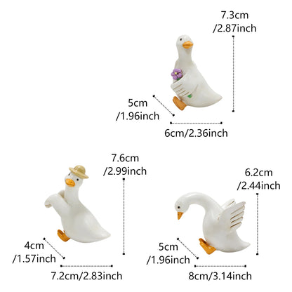 3 Duck Pendants, Garden Bonsai Decoration Animal Pendants, Resin Handicrafts