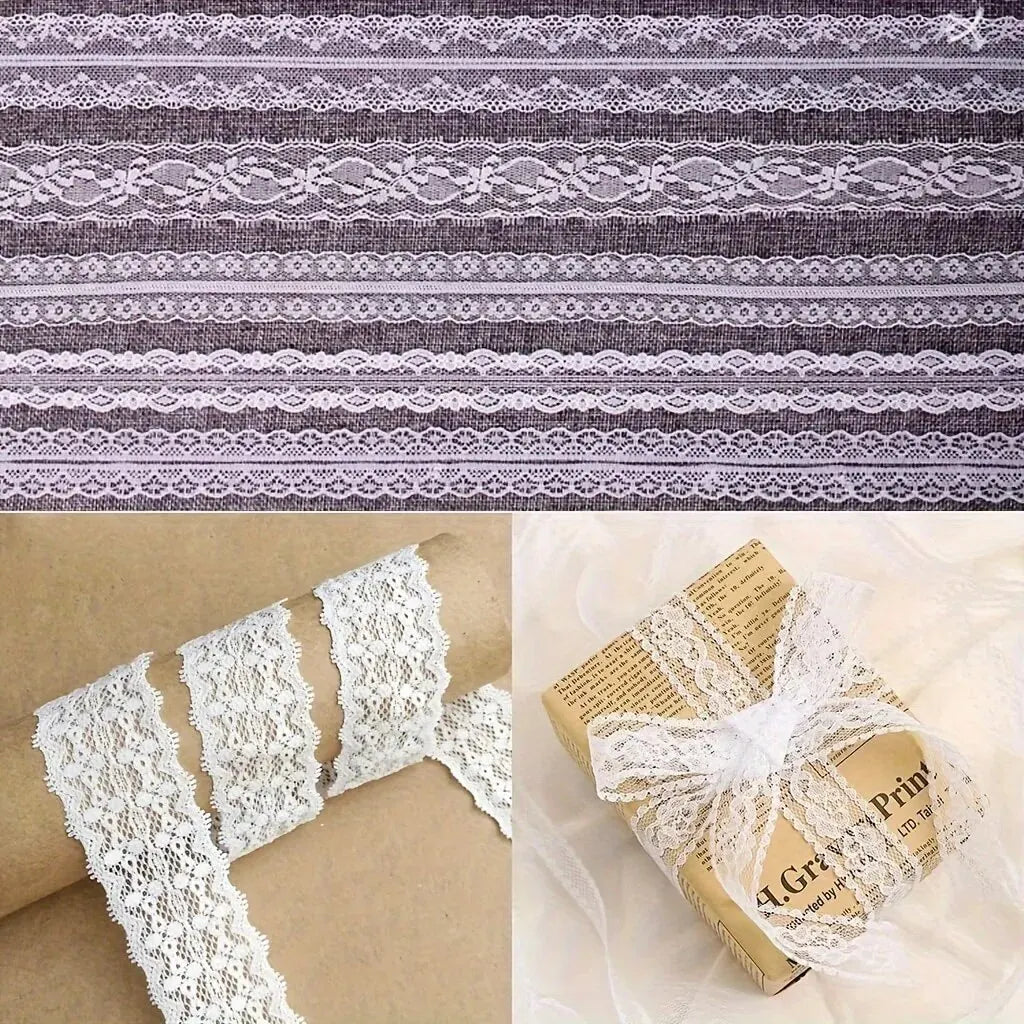 Wedding Decoration, White Lace Ribbon Trim, 10.9 Yards for Gift Wrapping, Sewing Crafts, Dress Decoration, Wedding Decor
