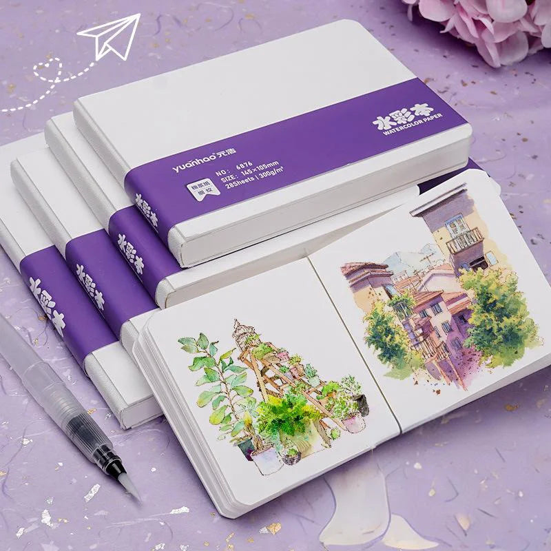 Watercolor paper painting book thick paper GSM300g square portable pocket book sketch 50% cotton pulp watercolor drawing book