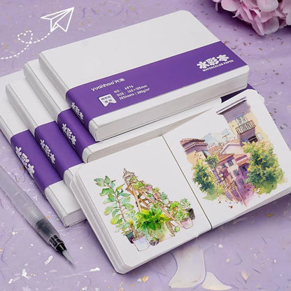 Watercolor paper painting book thick paper GSM300g square portable pocket book sketch 50% cotton pulp watercolor drawing book