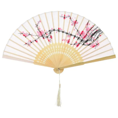 Retro Flower Pattern Home Decoration Elegent Bamboo Folding Fan Chinese Style Painting Handheld Fan Dance Performance Props -