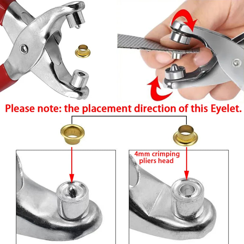 100sets 4mm Metal Eyelet and Eyelet Punch Die Tool Grommet DIY Manual Tools Kit Leather Craft Clothing Leather Belt Hat