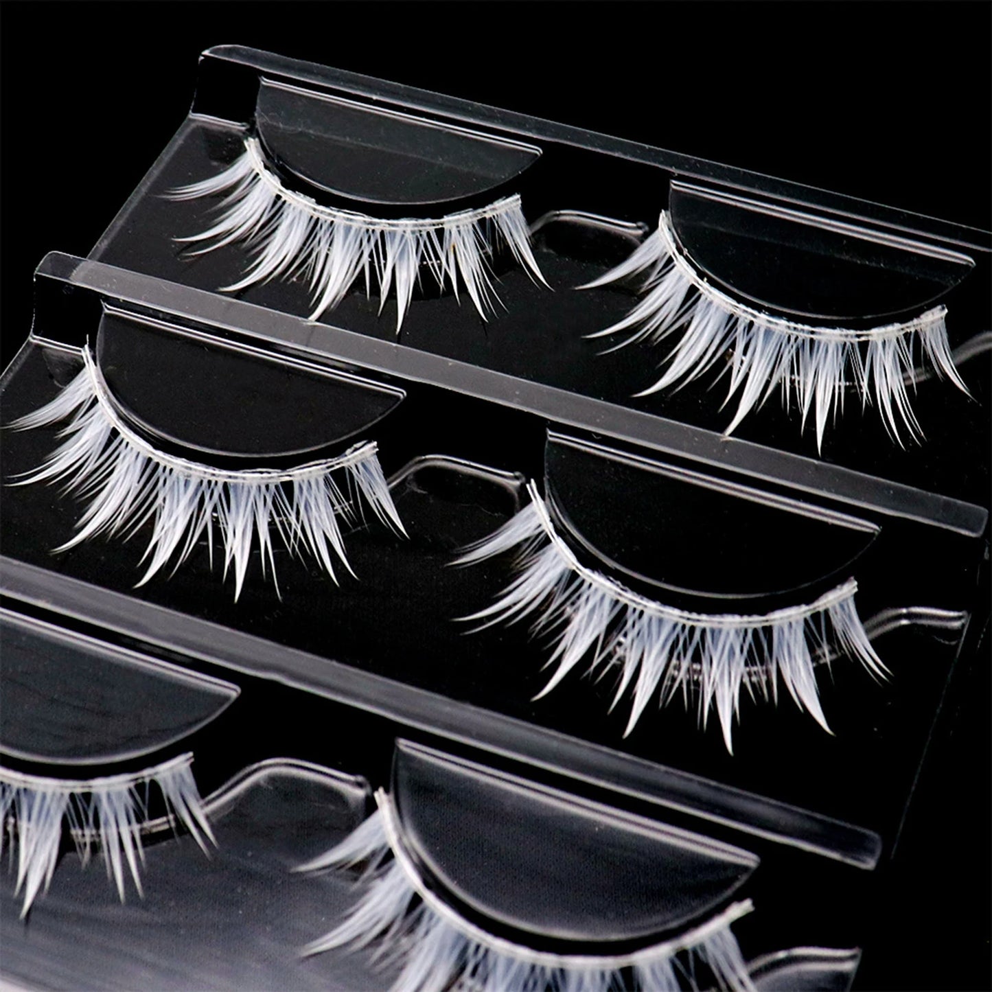 White Feather Lashes Strips Manga Cosplay False Eyelashes Full Srip Cluster Lashes Extensions Halloween Christmas Party Makeu