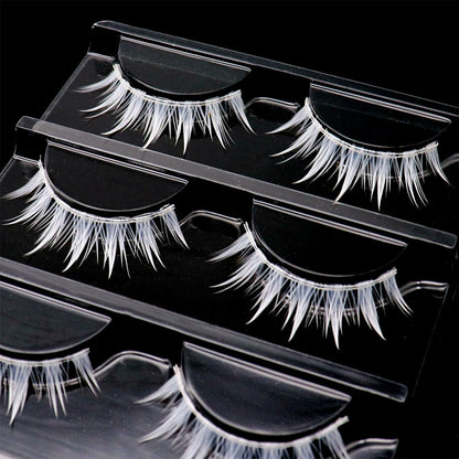 White Feather Lashes Strips Manga Cosplay False Eyelashes Full Srip Cluster Lashes Extensions Halloween Christmas Party Makeu
