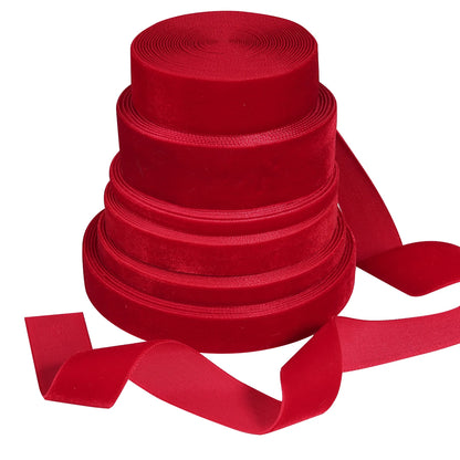 5-10yards/lot Wine Red Single Face Velvet Ribbon For Handmade Gift Bouquet Wrapping Supplies DIY Christmas Home Party Decorat