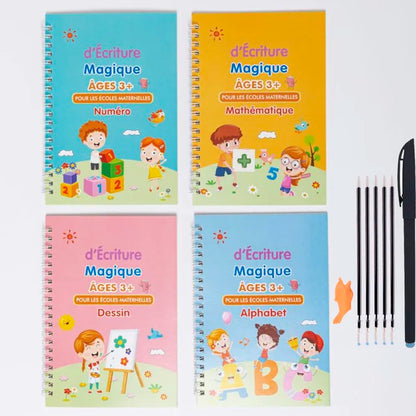 4 Books Magic Writing Copybook In Spanish Calligraphy Notebook Montessori Reusable Educational Calligraphic Letter Practice