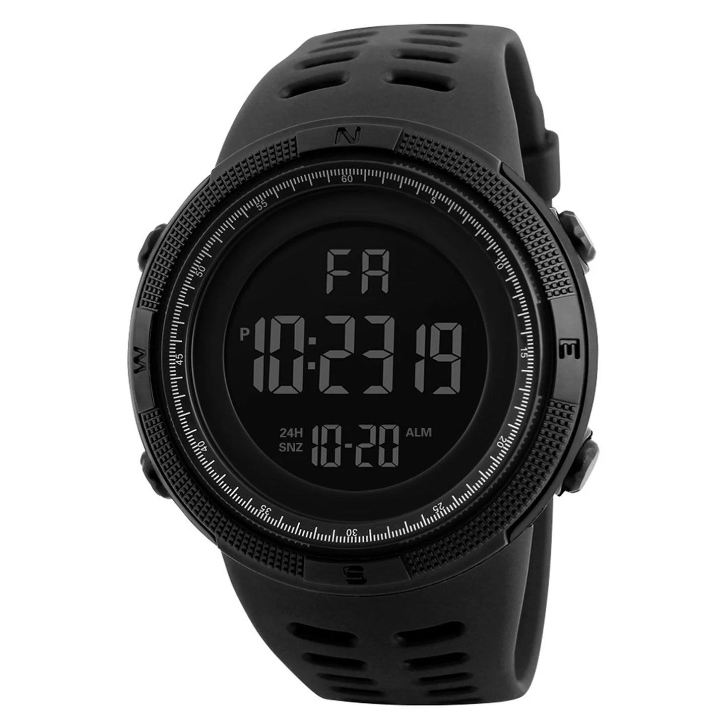 Men Digital Sports Watch Waterproof Casual Luminous Stopwatch Alarm Simple Army Watch for Running Climbing Fishing - Black